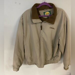 Cabela's Brown Fleece Men’s Lined Jacket with Green Logo Patch